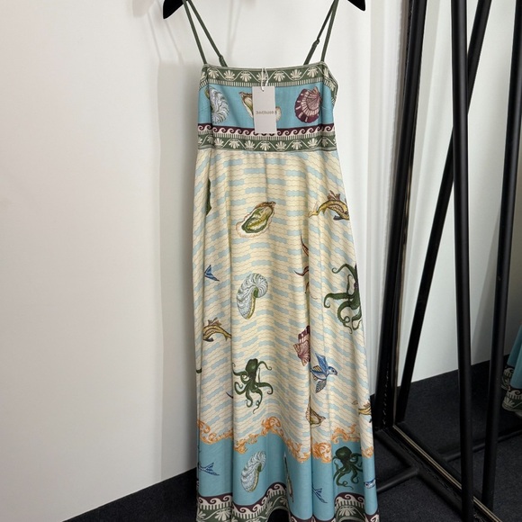 Zimmermann wave stripe print tube top suspender dress